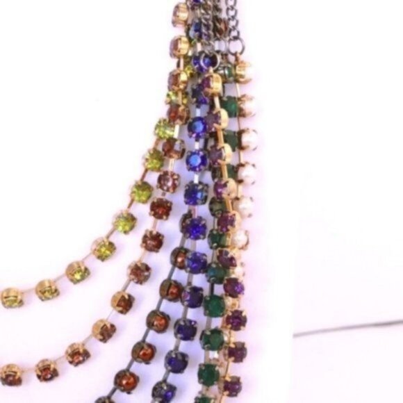 NEW Ann Taylor Loft Opera Necklace 29" Multilayer Multi Layer chains Multi Color - Picture 3 of 5